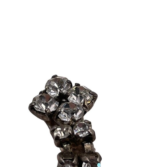VTG  Mid Century Clear Rhinestone Dangle Drop Clip On Earrings Wedding Prom Read - Picture 7 of 10